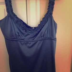 Navy, Satin Cami w/ Ruched Straps by Elie Tahari